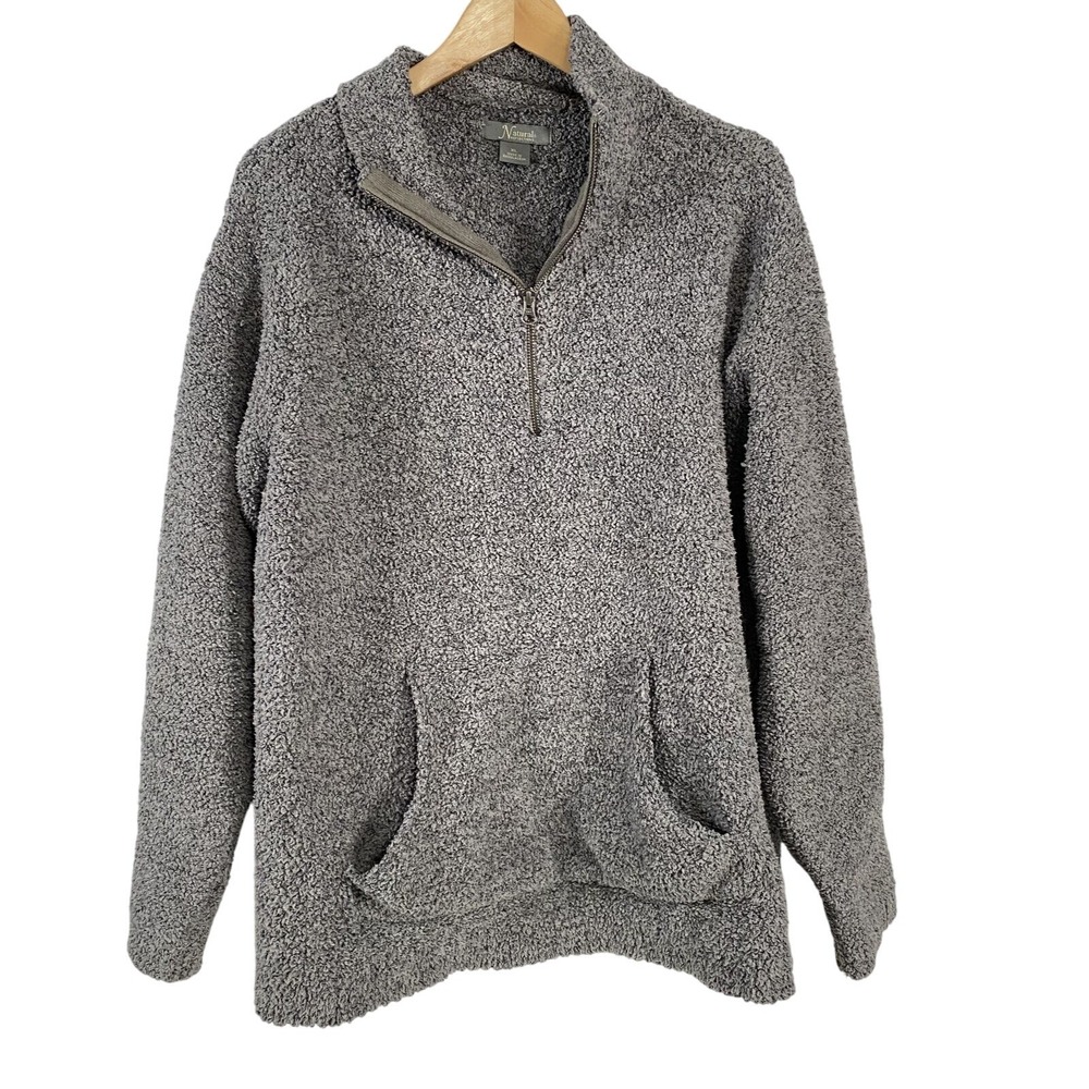 Natural Reflections Womens Sherpa 1/4 Zip Pullover sz XL Gray Cozy Comfy Outdoor
